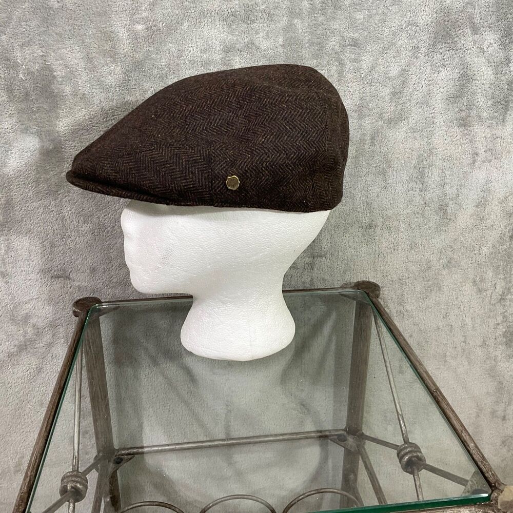 VOBOOM Men's Herringbone Flat Cabbie Newsboy Hat Wool Blend 7 -3/8 Brown